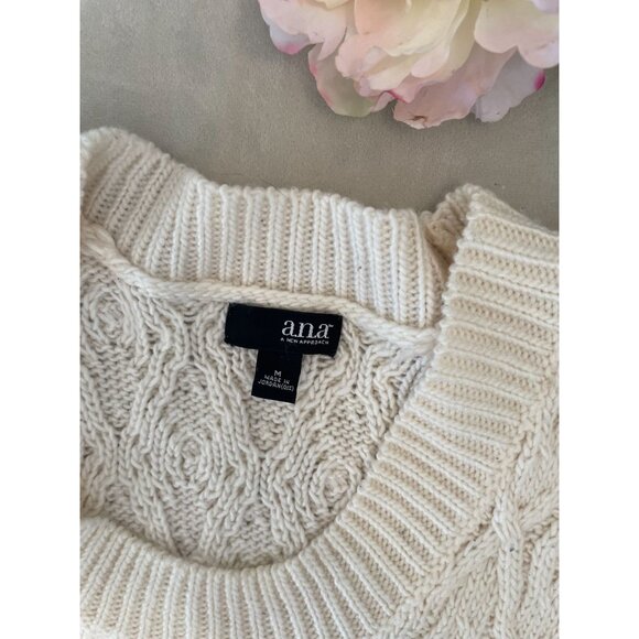 Ana Ivory Cable Knit Sweater M Classiccore Light Academia Tweecore Preppy - Picture 4 of 11